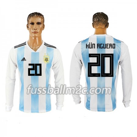 Fußballtrikots Argentinien Kun Aguero 20 Heim Trikotsatz WM 2018 Langarm